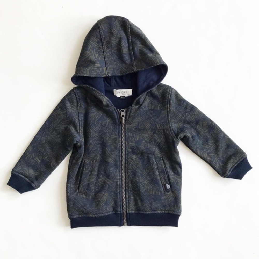 Jean Bourget leaf print zip up hoodie EUC 18 month